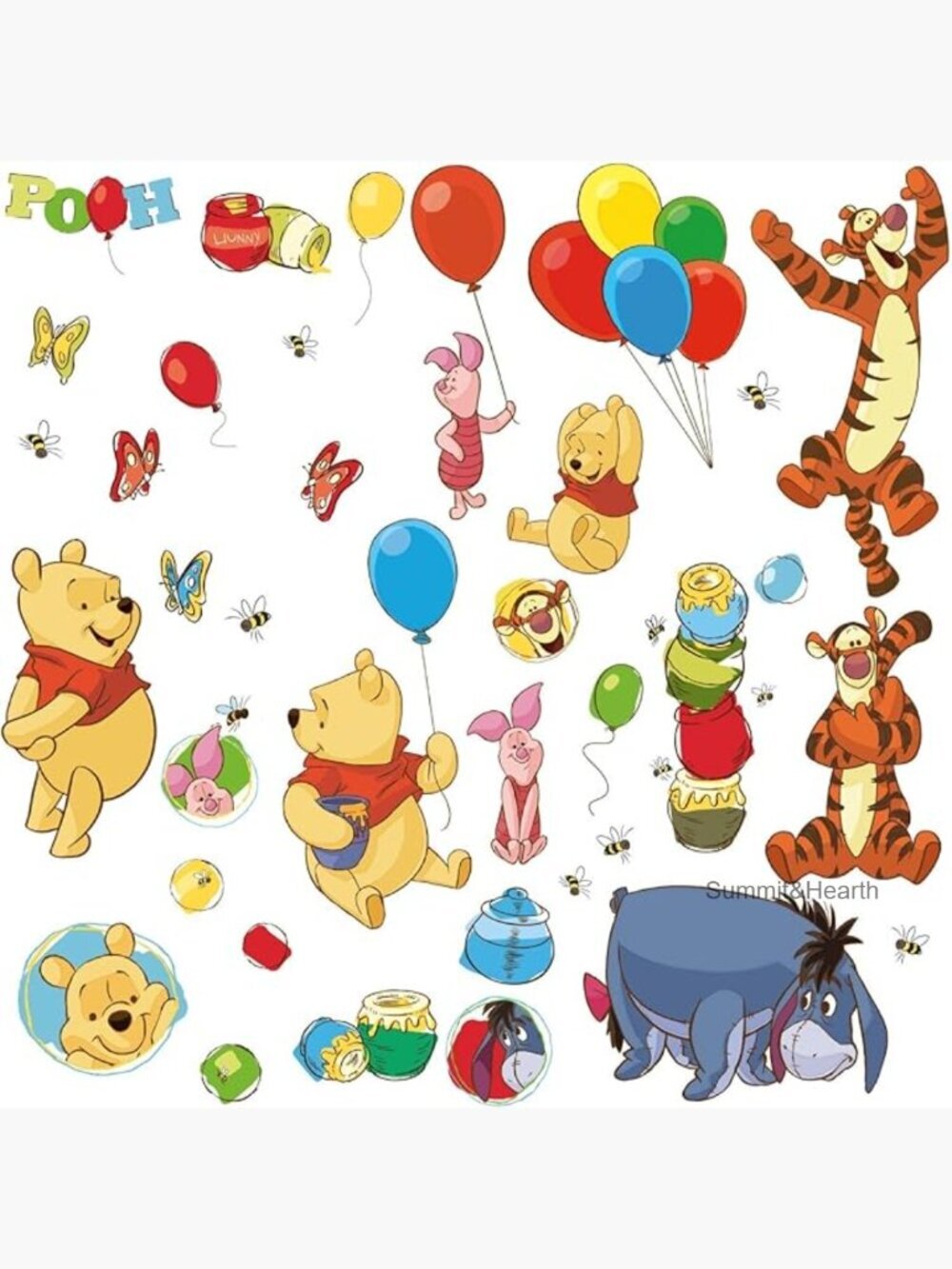 Winnie the Pooh Vinyl Wall Decals, 38-Piece Set, Removable & Repositionable